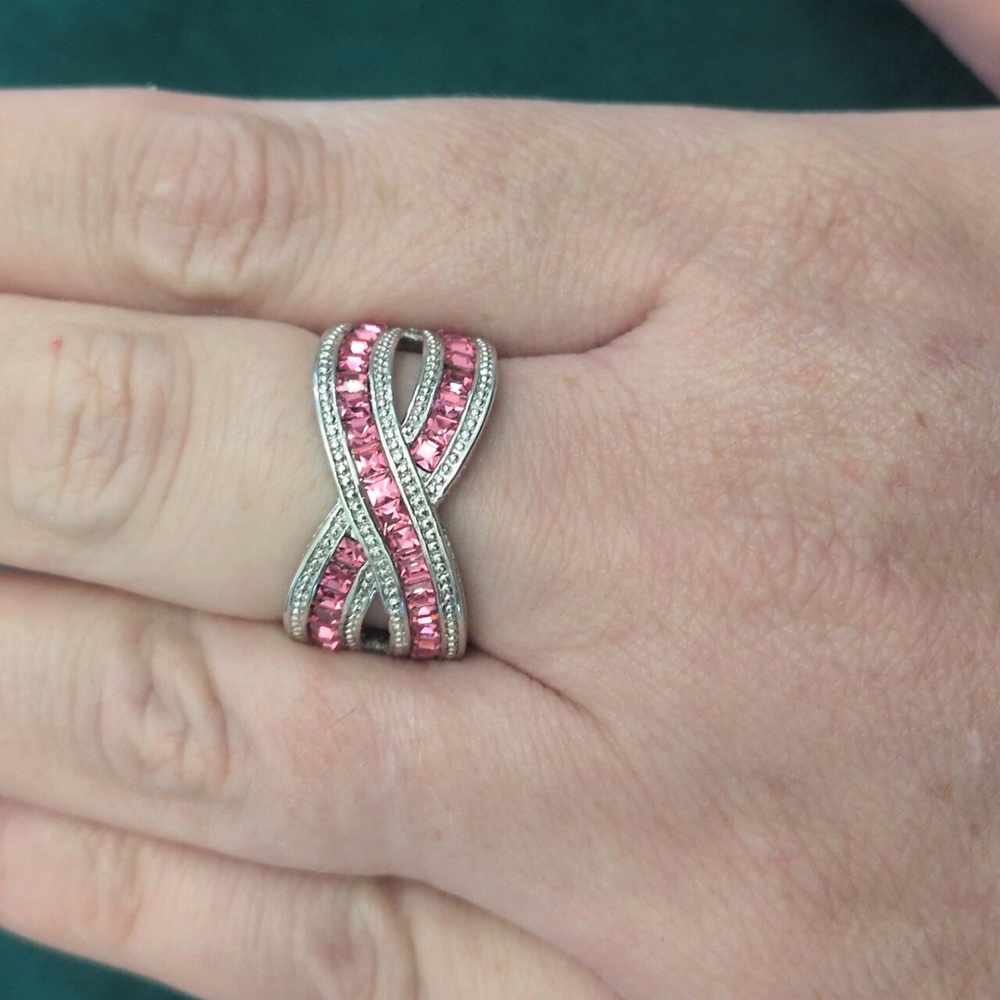 NWT J Goodin Twisting Pink Silver Ring Size 10 - Picture 6 of 7